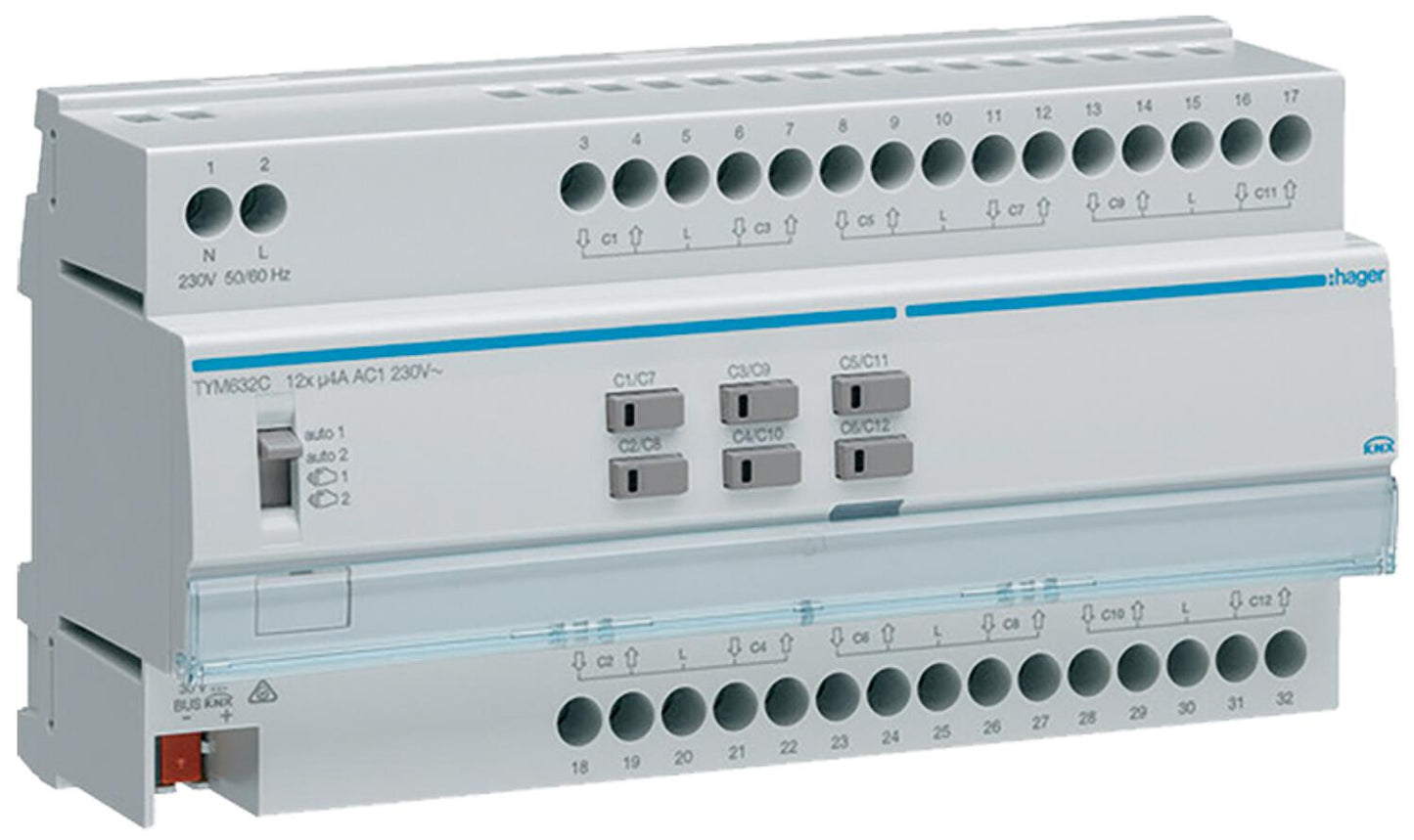 Hager Rollladenaktor Jalousieaktor 12-fach 230V KNX REG TYM632C