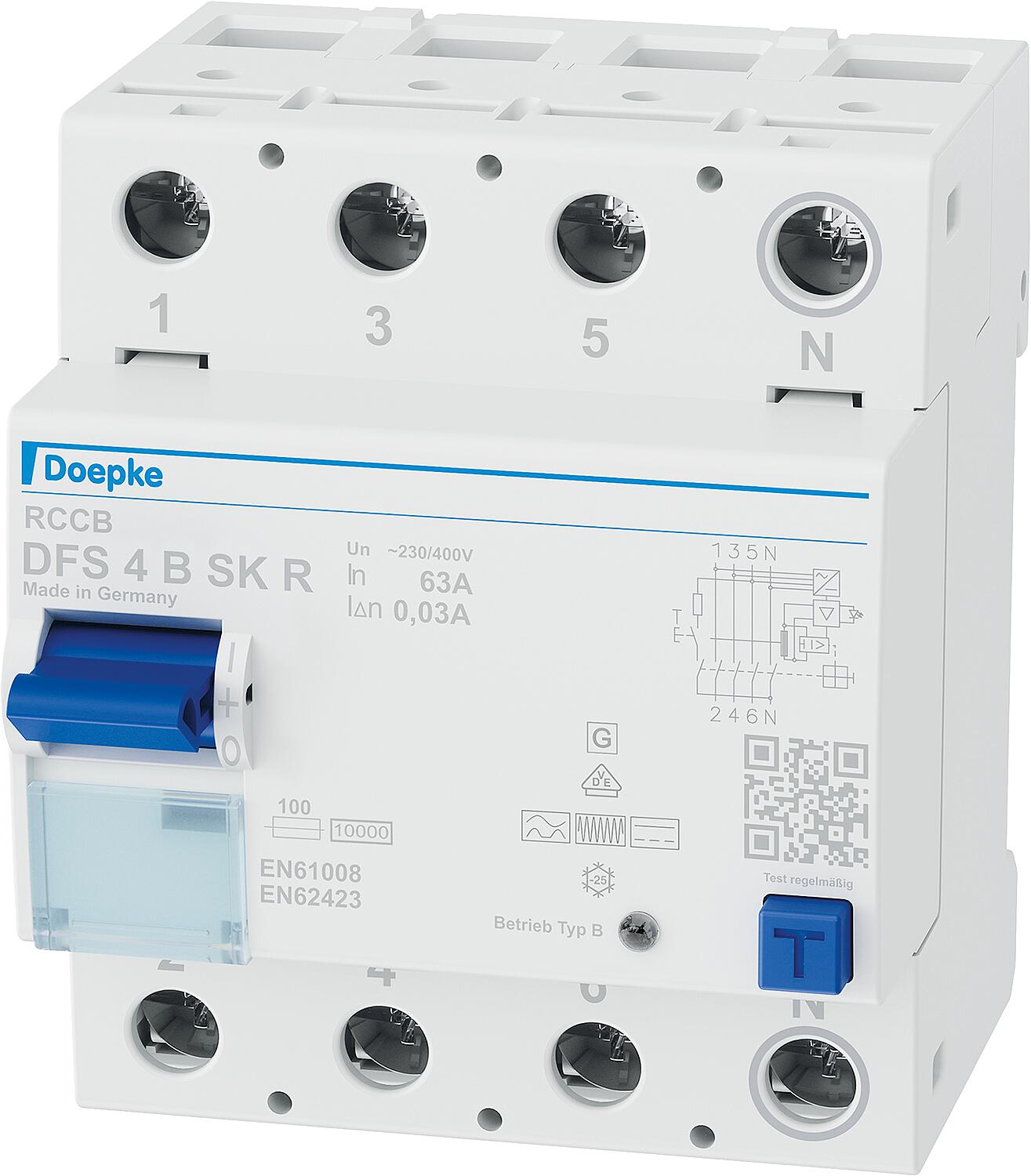 Residual current circuit breaker DFS 4 063-4/0.03-B SK all-current sensitive type B