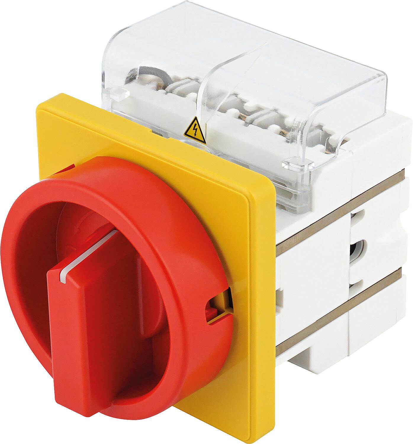 Main emergency stop switch with undervoltage release, for front mounting