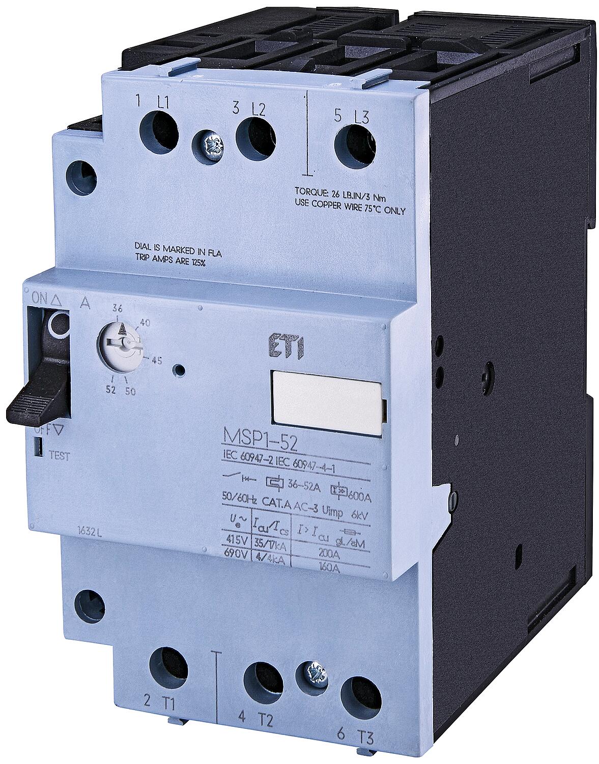 ETI motor protection switch MSP0-0.6, DIN rail mount