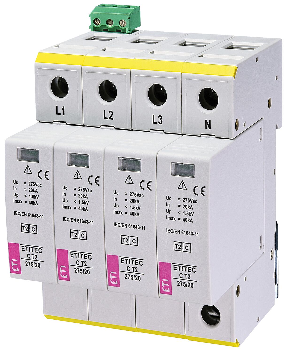 ETI surge arrester ETITEC C T2 275/20 3+0 RC, REG