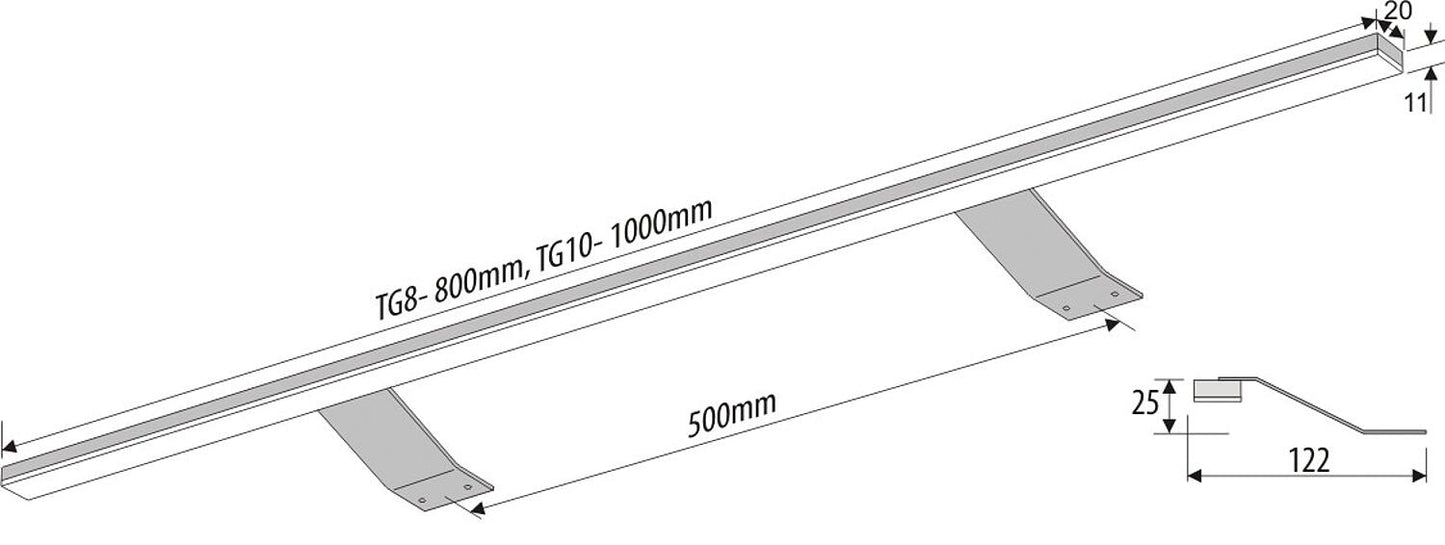 Furniture light 1000, LED 7.31W, 60 LEDs, aluminum, 1m power cord
