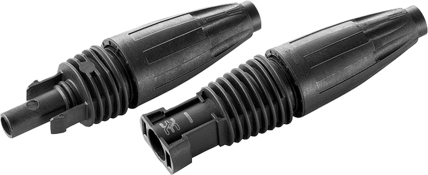Photovoltaic connector set, push-in connection, plug + socket