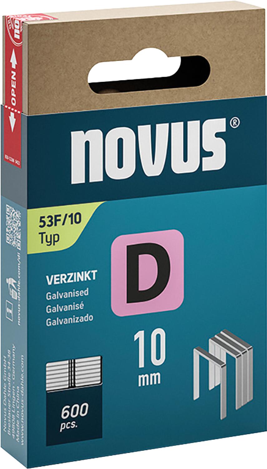 Flachdrahtklammer Novus Typ F 53F/10 verzinkt VPE: 600 Stück