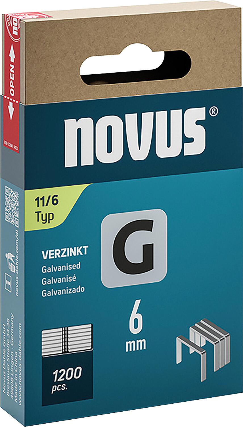 Flachdrahtklammer Novus Typ G 11/6 verzinkt VPE: 1200 Stück
