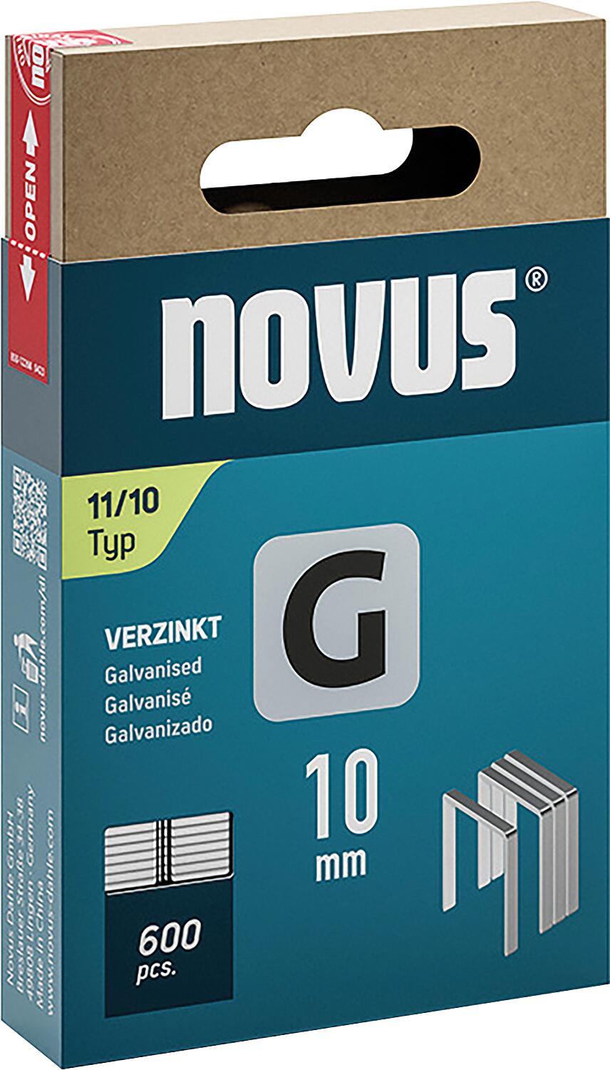 Flachdrahtklammer Novus Typ G 11/10 verzinkt VPE: 600 Stück