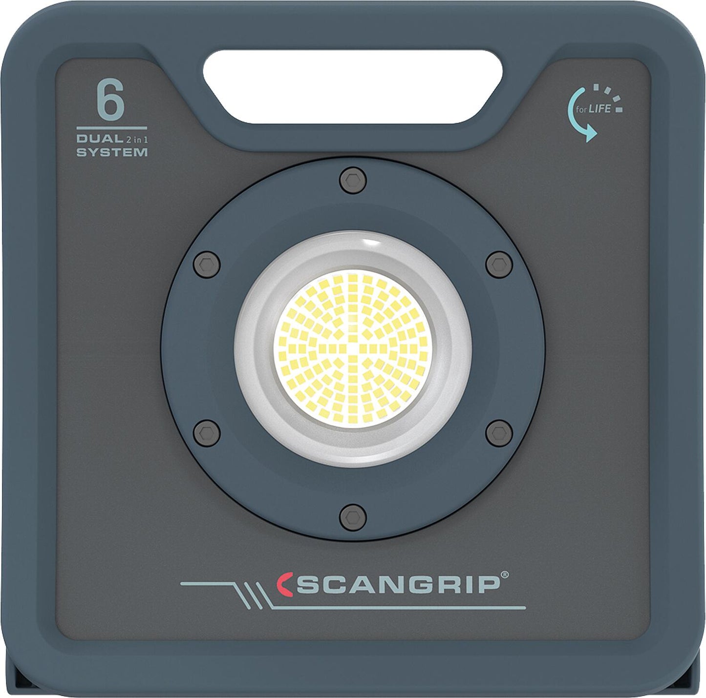 scangrip® NOVA 6 C+R for LIFE battery-powered LED work light, construction spotlight, 18 V with 3.2 Ah battery