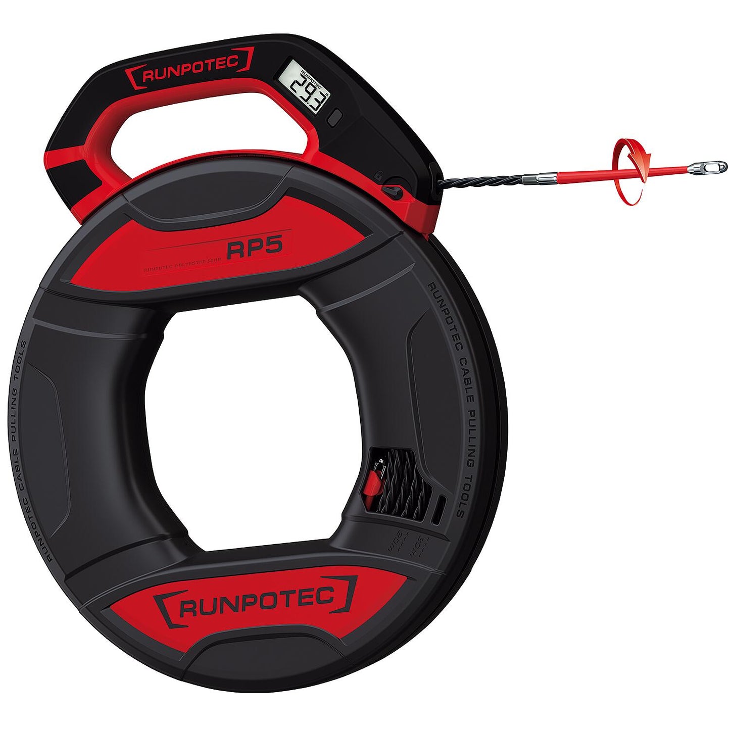 Runpotec cable pulling tool RP5 incl. digital meter counter incl. 2 x RG7 - guide tip with twist compensation