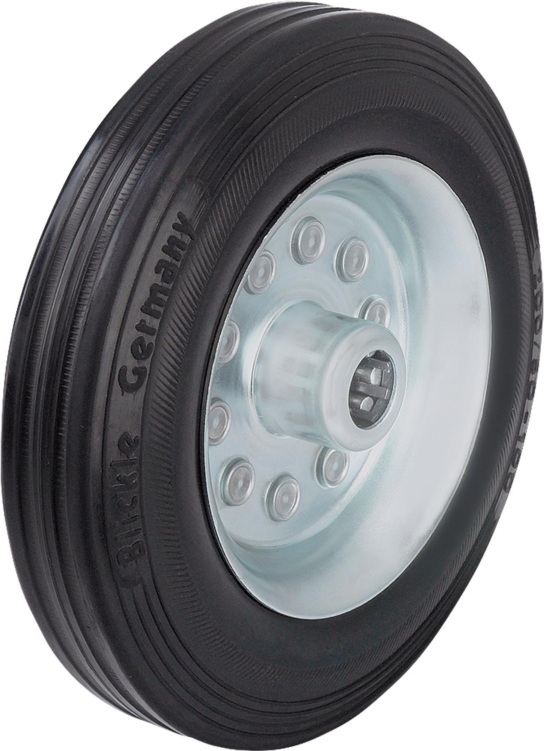 Vollgummireifen mit Stahlblech- Felge,VE 80/12R,Achsloch-Ø 12mm, Rad-Ø 80mm,Tragfähigkeit 50kg