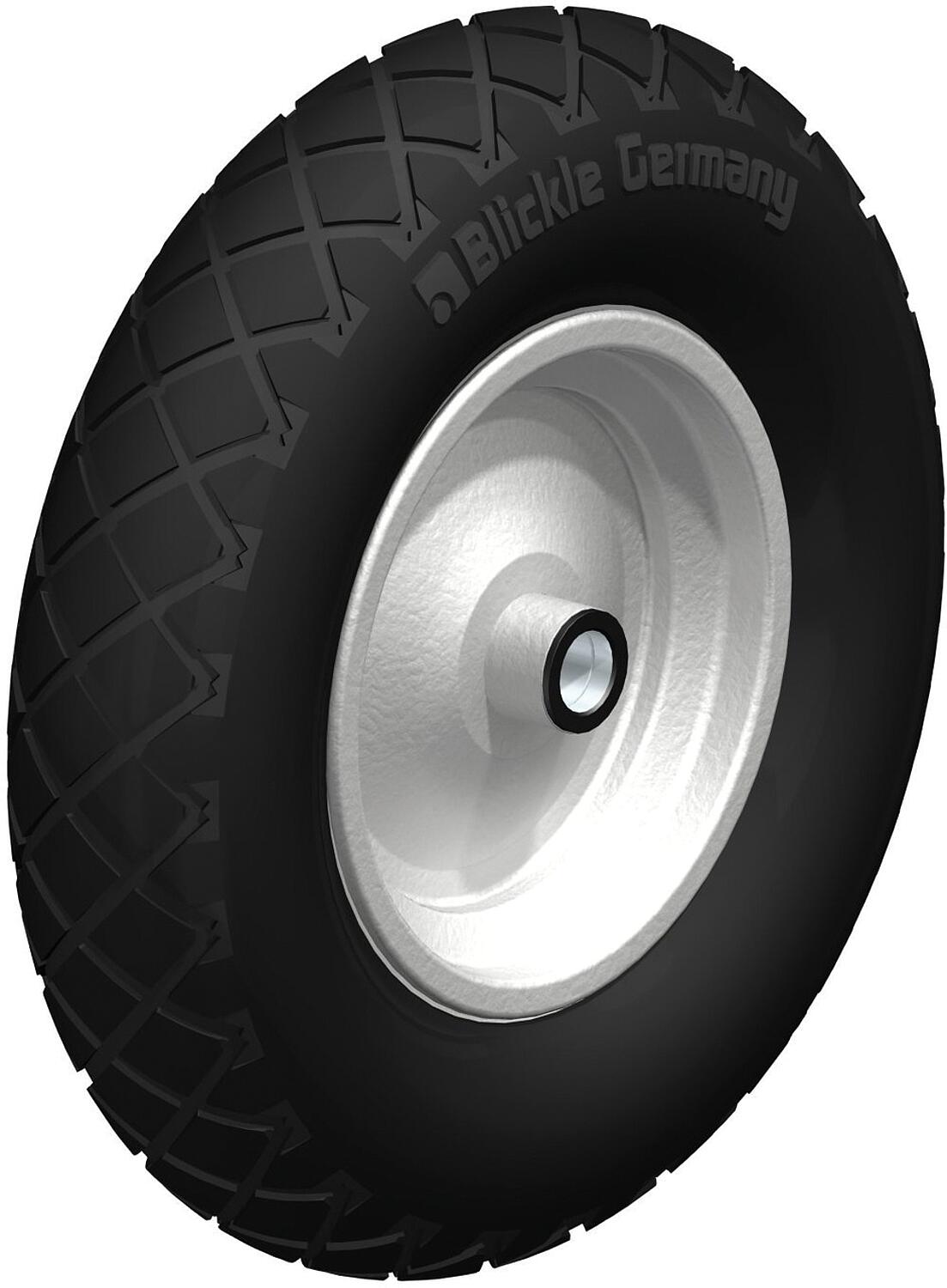 Pneumatic tires with block tread pattern P 403/25-90R, load capacity 250kg, wheel diameter 400mm, axle hole diameter 25mm