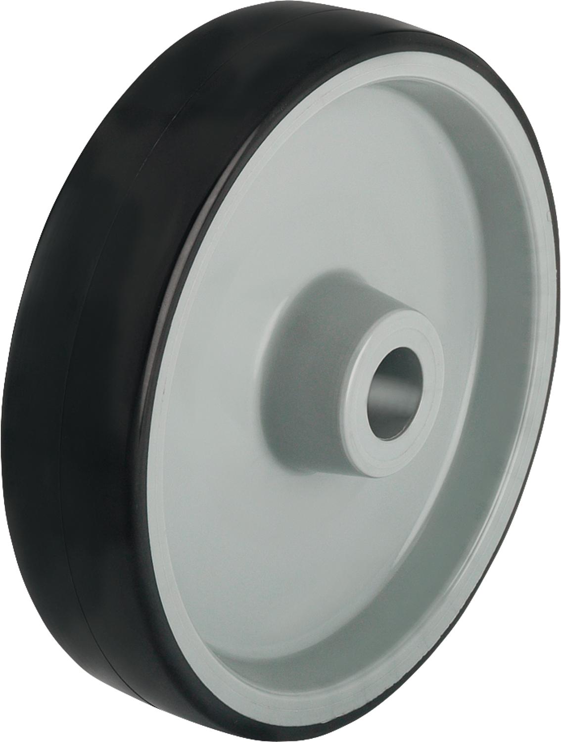 Wheels with polyurethane tread, load capacity 150kg, wheel diameter 80mm, axle hole diameter 8mm