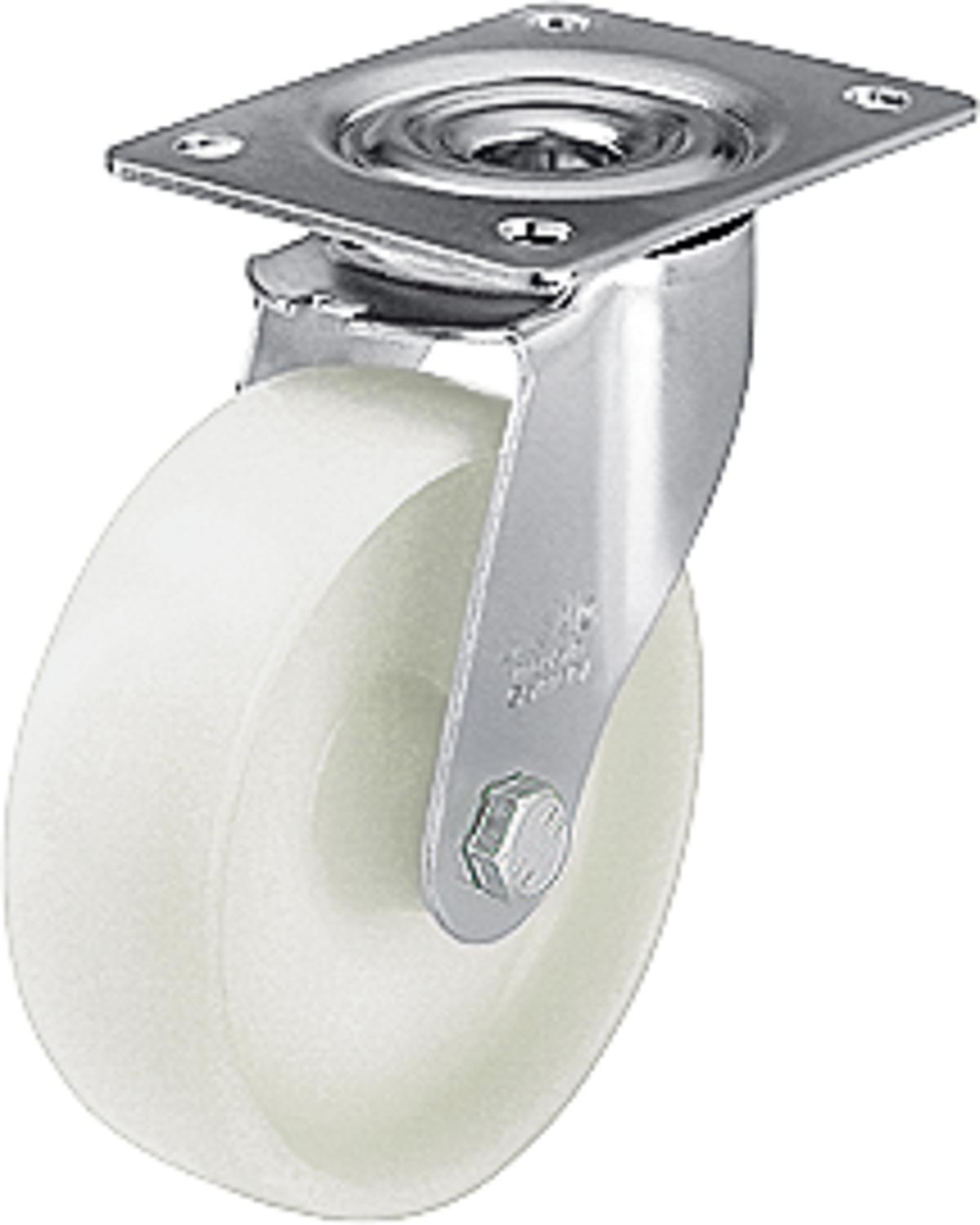 Plastic swivel caster made of polyamide/steel LE-PO 80G, load capacity 150kg, wheel Ø 80mm, plate size 100x85mm