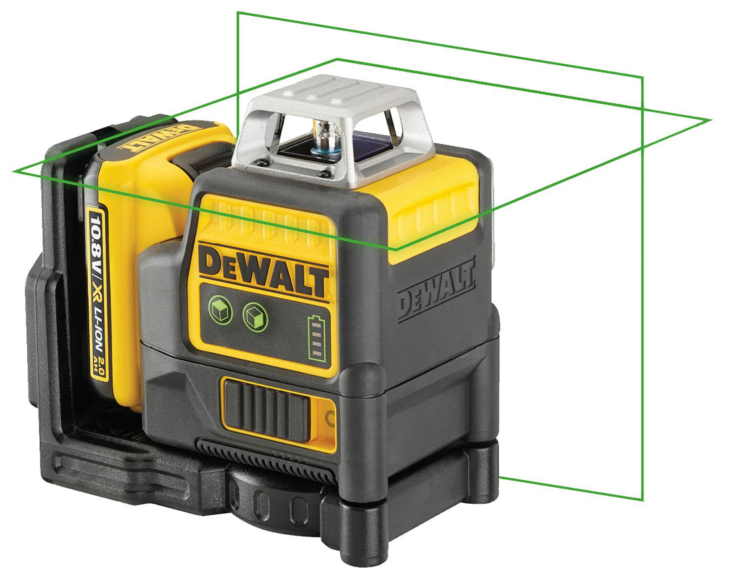 DeWALT 12V DCE0811D1G-QW 2x 360° cross line laser, green with 1x 2.0 Ah battery and charger