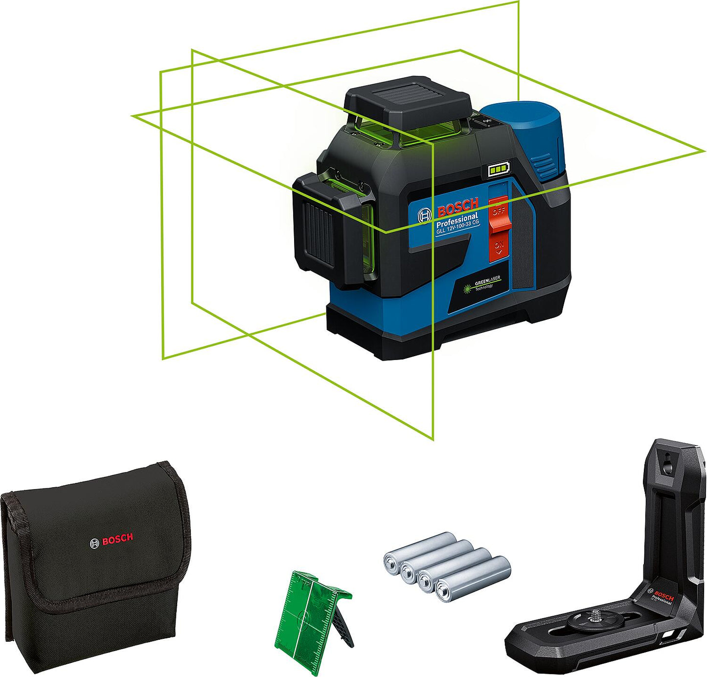 Laser à lignes BOSCH GLL 12V-100-33 CG sans piles ni chargeur