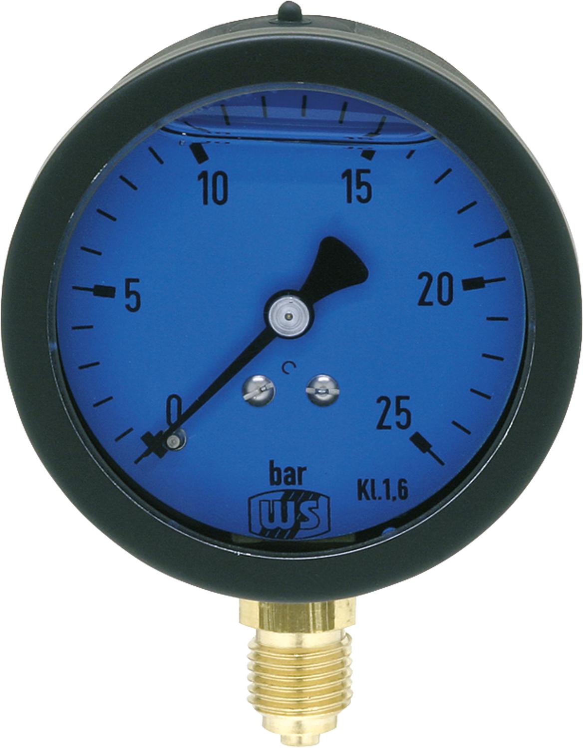 Öldruckmanometer ohne Glyzerin- dämpfung 0-25bar 63 mm 1/4" unten