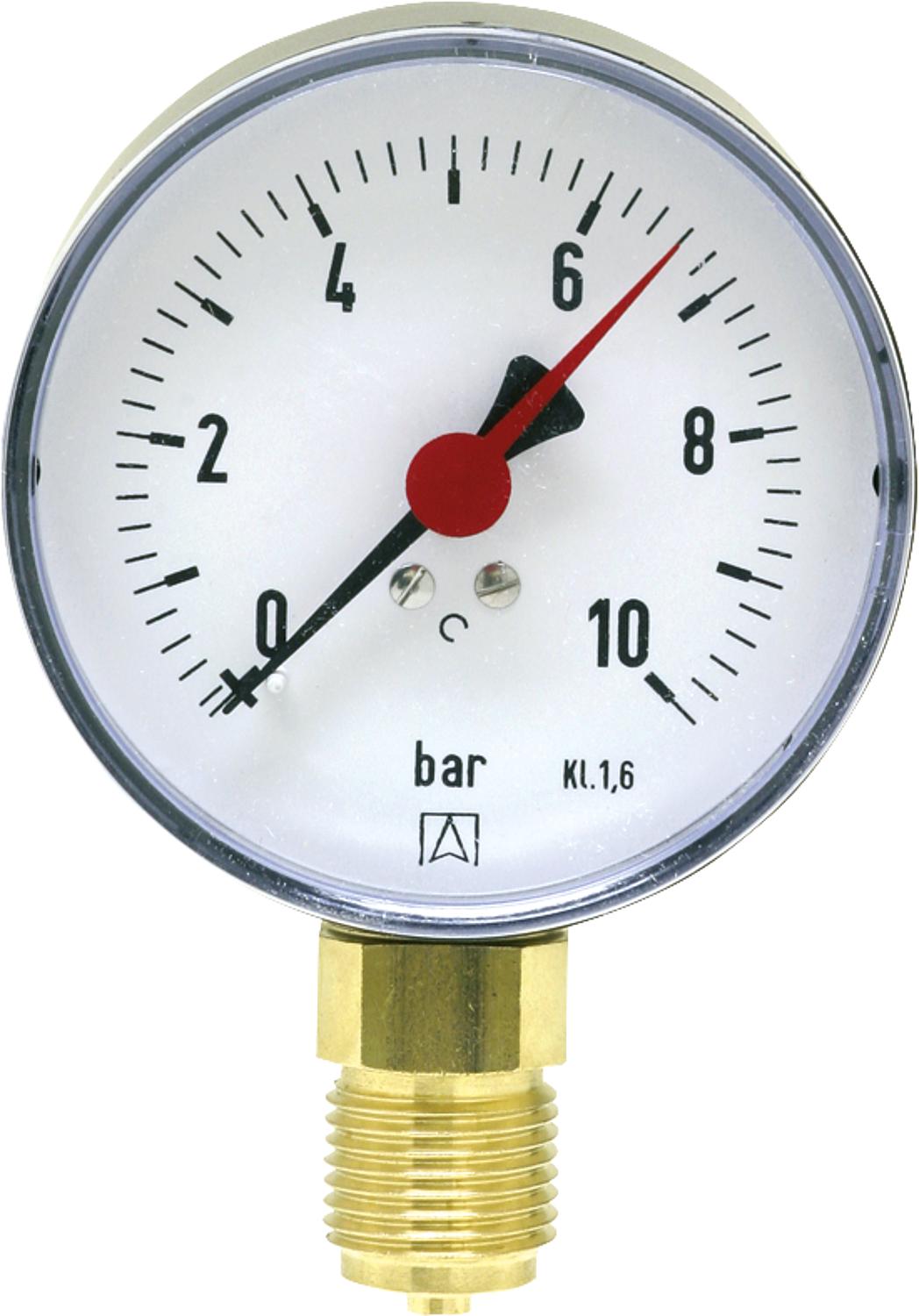 Rohrfeder-Manometer ø 80 mm, DN 15 (1/2") radial
