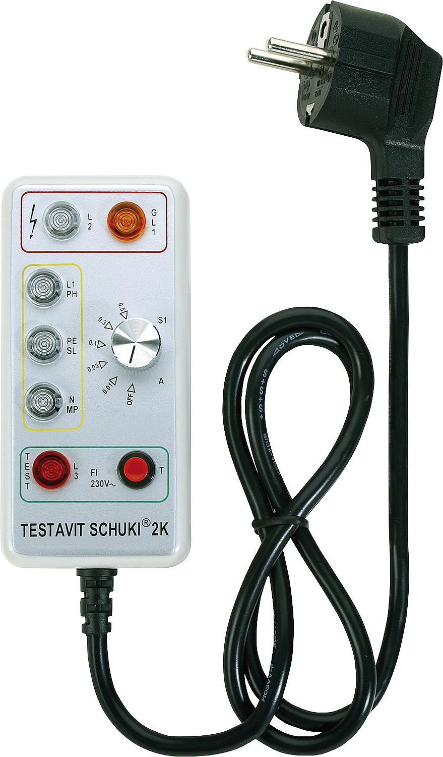 Testavit Schuki 2K socket tester with RCD tester 10 - 500 mA, incl. carrying case