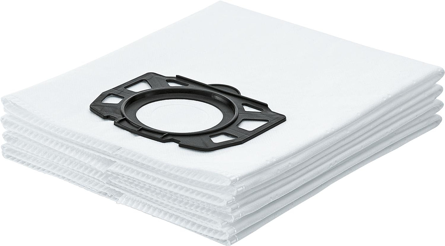 KÄRCHER WD4/6 fleece vacuum cleaner bags, suitable for wet and dry vacuum cleaners, WD4-WD6 series, pack size: 4 pieces