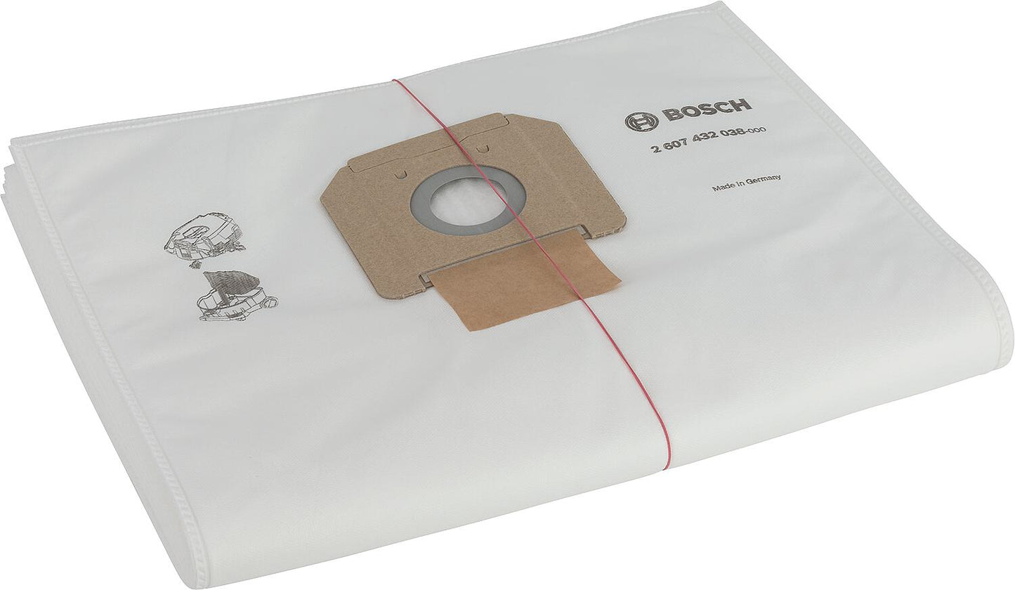 Bosch fleece filter bags, compatible with GAS 55 M AFC, pack of 5
