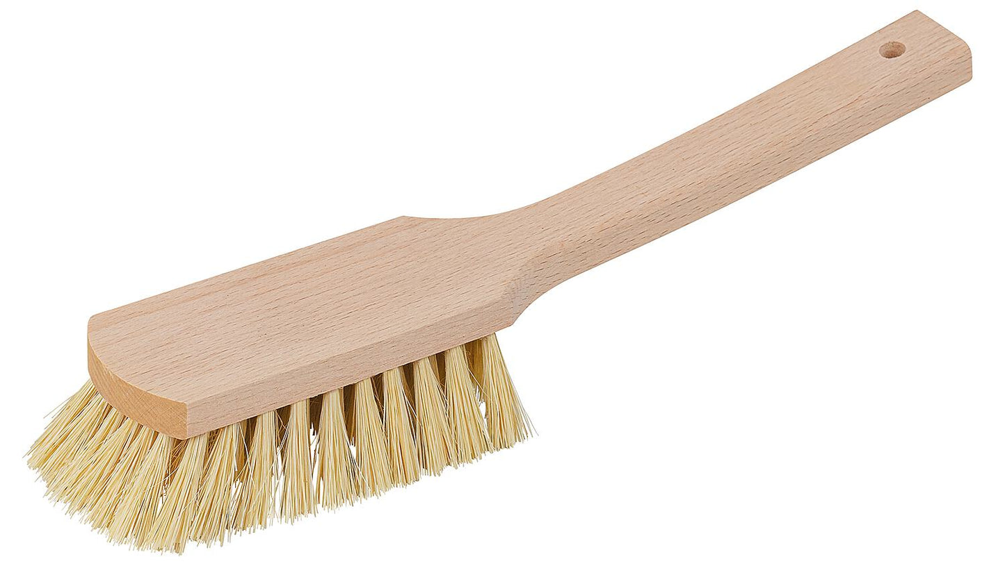 Handle brush, wood, long, flat, fiber