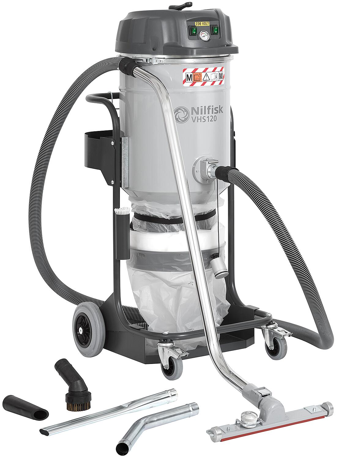 Aspirateur eau et poussière Nilfisk VHS 120 CB HC pour la sécurité des chantiers