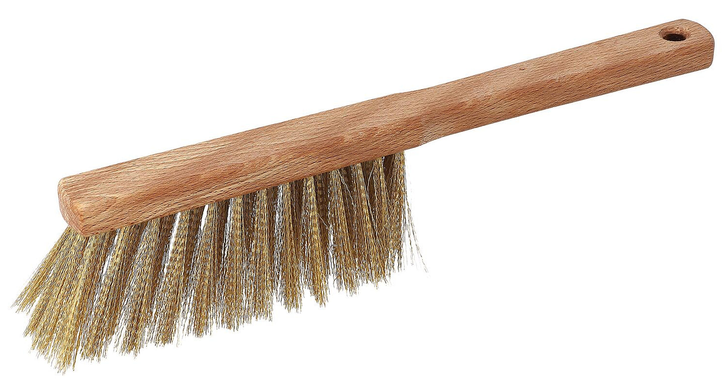 Brass hand brush, oiled wood, brass, 4 rows