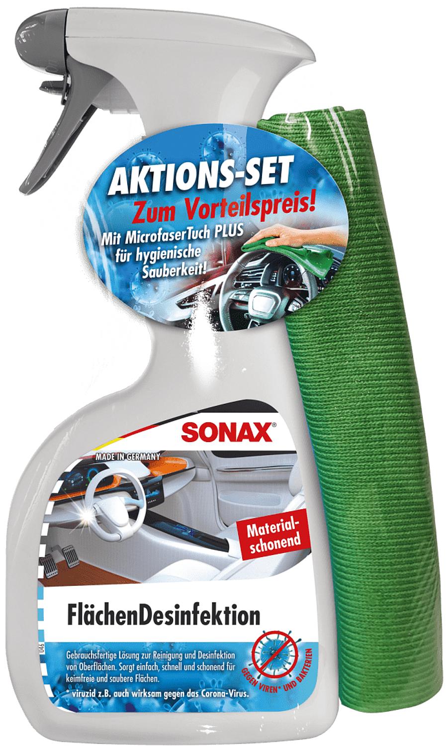 SONAX surface disinfectant 500ml hand sprayer + 1 microfiber cloth