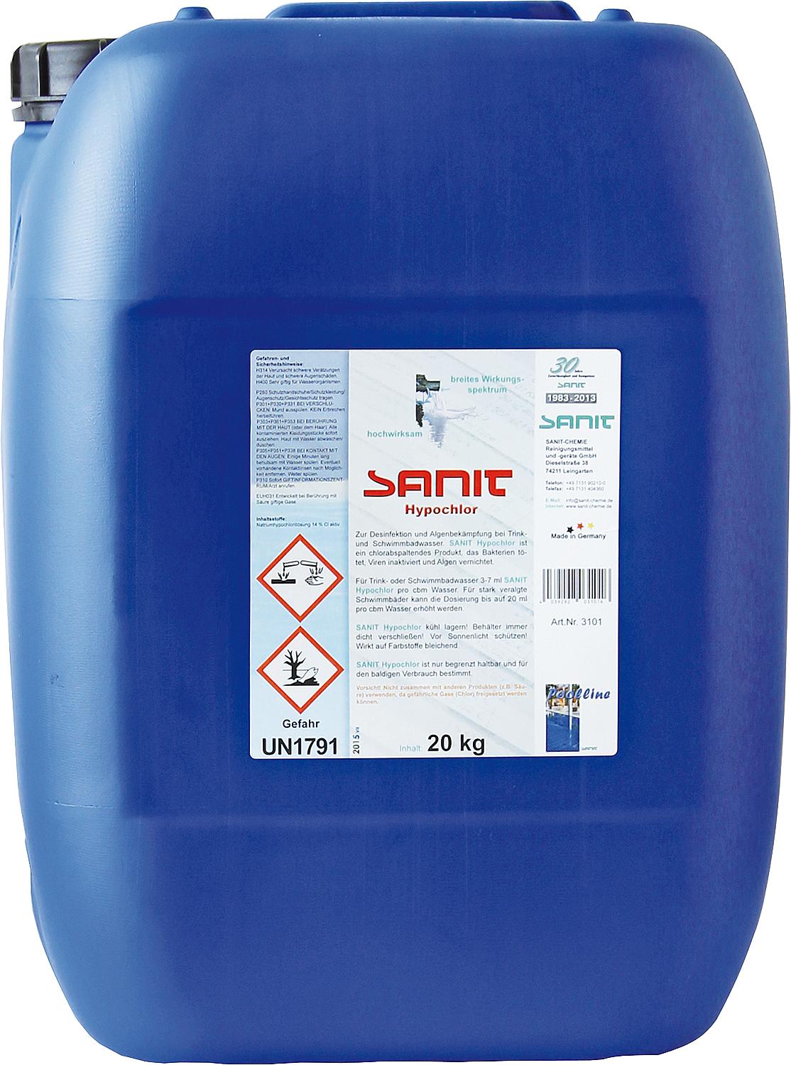 Sanit Hypochlor disinfectant and algaecide, 20kg canister