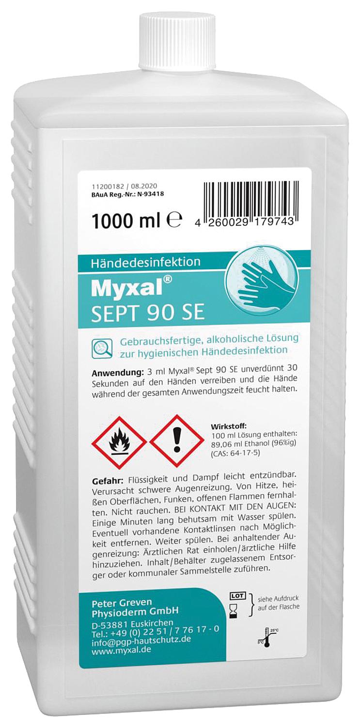 MYXAL SEPT 90 SE hand sanitizer, 1 liter hard bottle