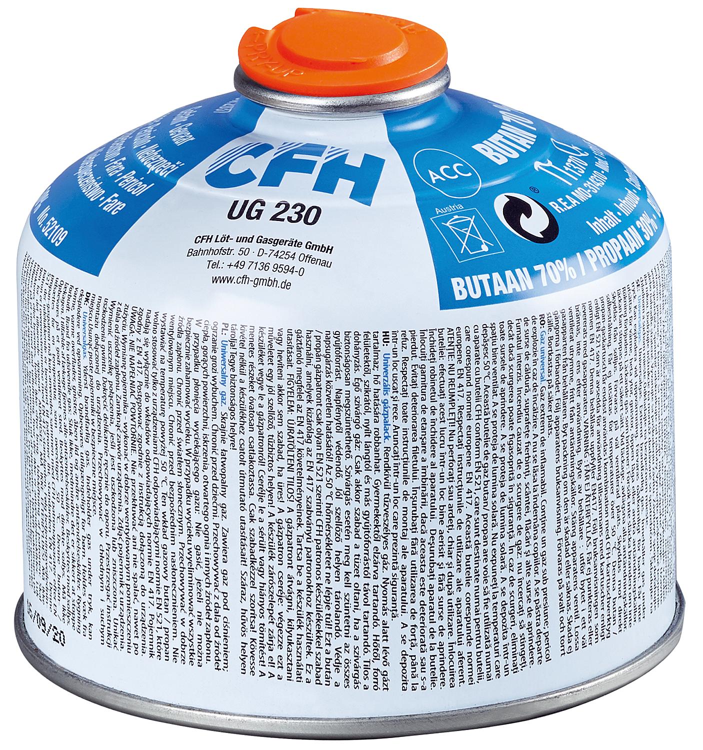230g pressurized gas canister, 7/16" connection