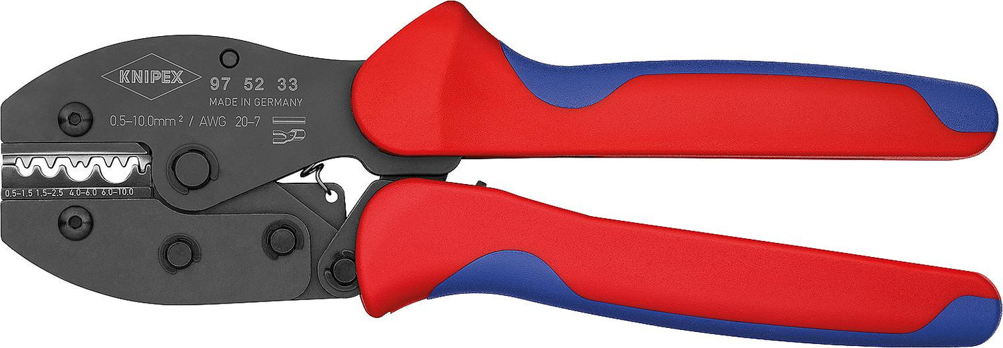 PreciForce crimping tool suitable for uninsulated cable lugs, length 220mm, 0.5-10.0mm²