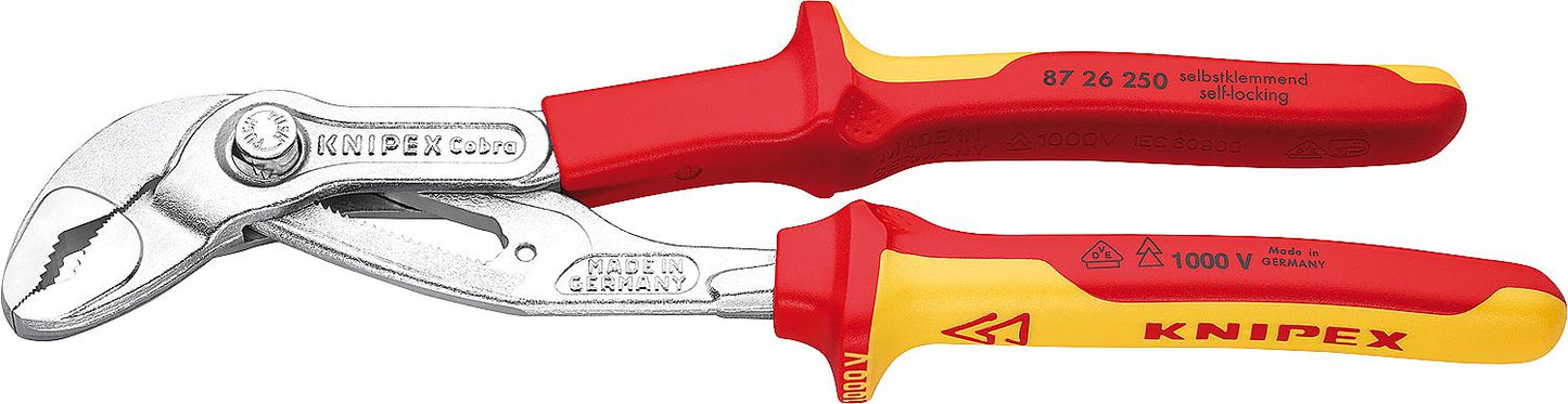 Pince multiprise Knipex Cobra® VDE, longueur : 250 mm, chromée, acier électrique au vanadium