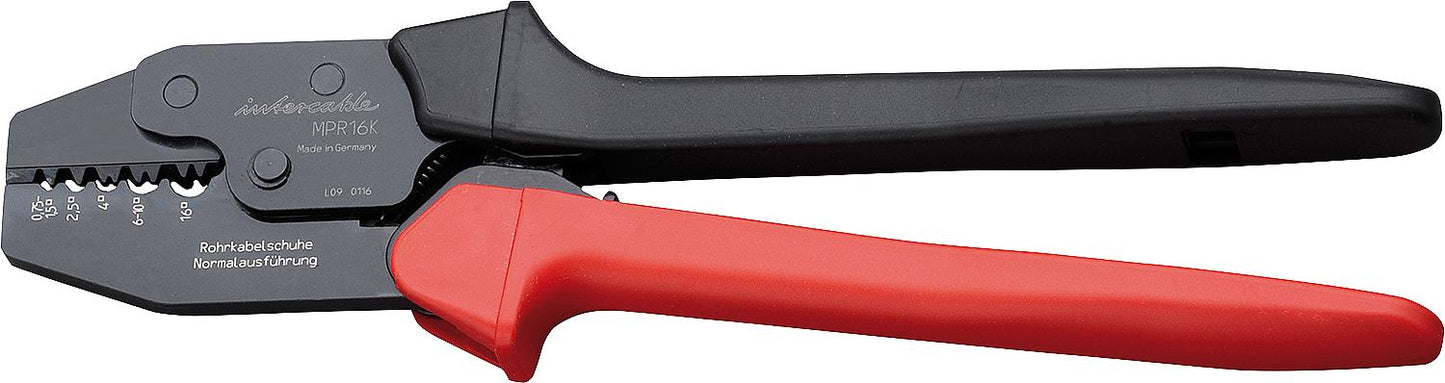 Mechanical crimping tool for tubular cable lugs and connectors 0.75-16 sq mm