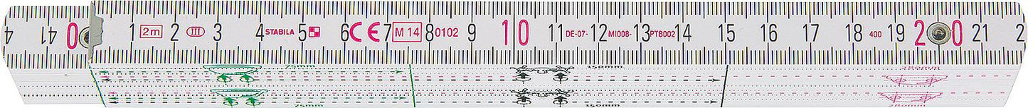 Stabila *KB* Type 1407 wooden folding ruler, sanitary ruler, 2m