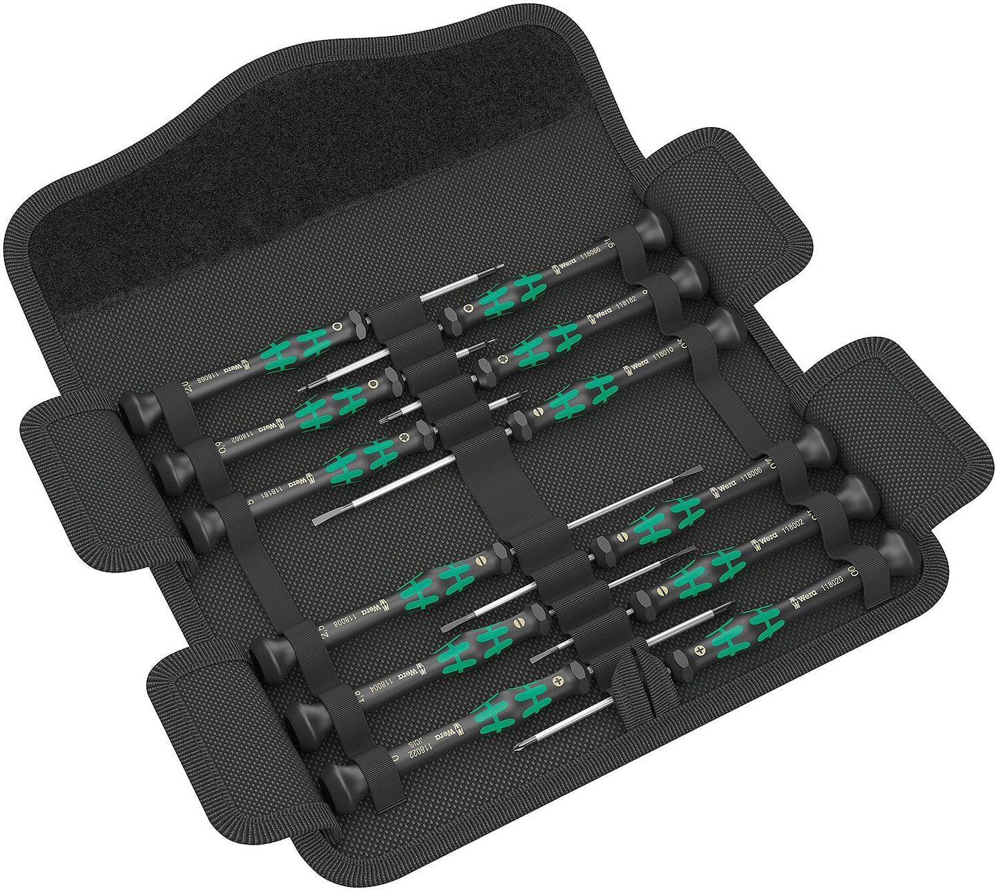 Schraubendrehersatz WERA Micro-Set Elektroniker Kraftform 12-tlg. Schlitz-Kreuz,Sechskant
