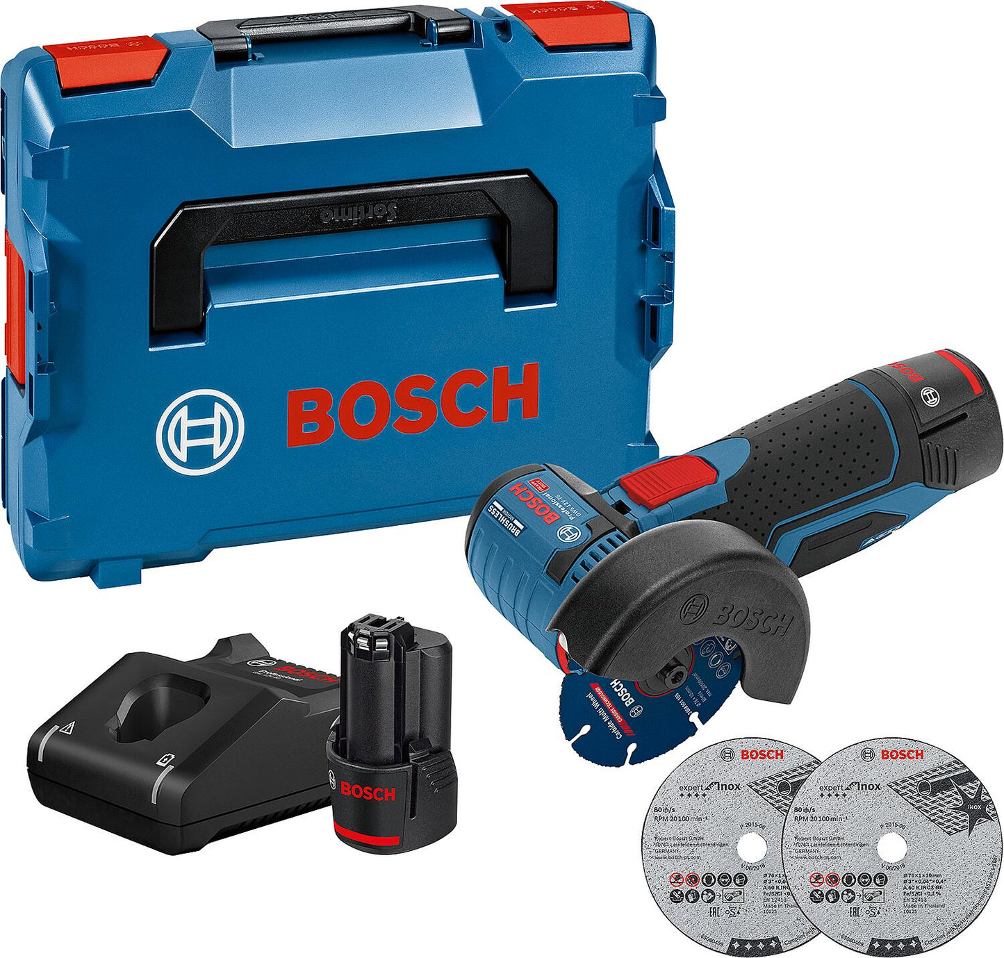 Meuleuse d'angle sans fil GWS 12V-76, 12 V avec 2 batteries de 3,0 Ah et chargeur