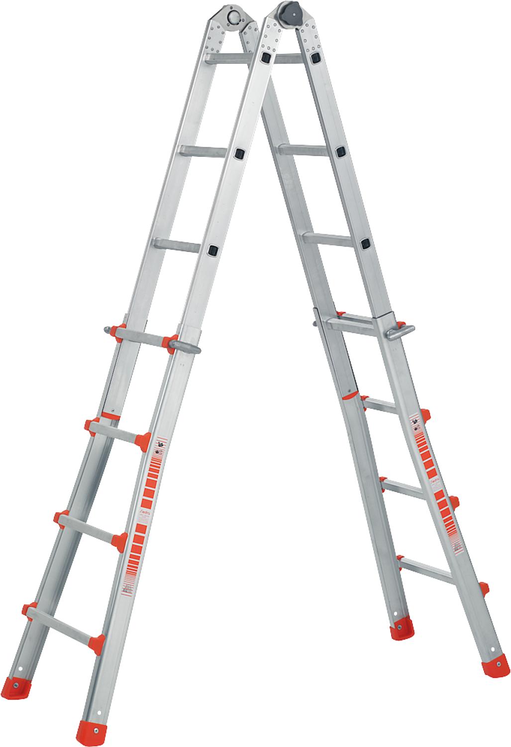 Siedra aluminum telescopic ladder, 4x8 rungs, maximum working height 5.70m