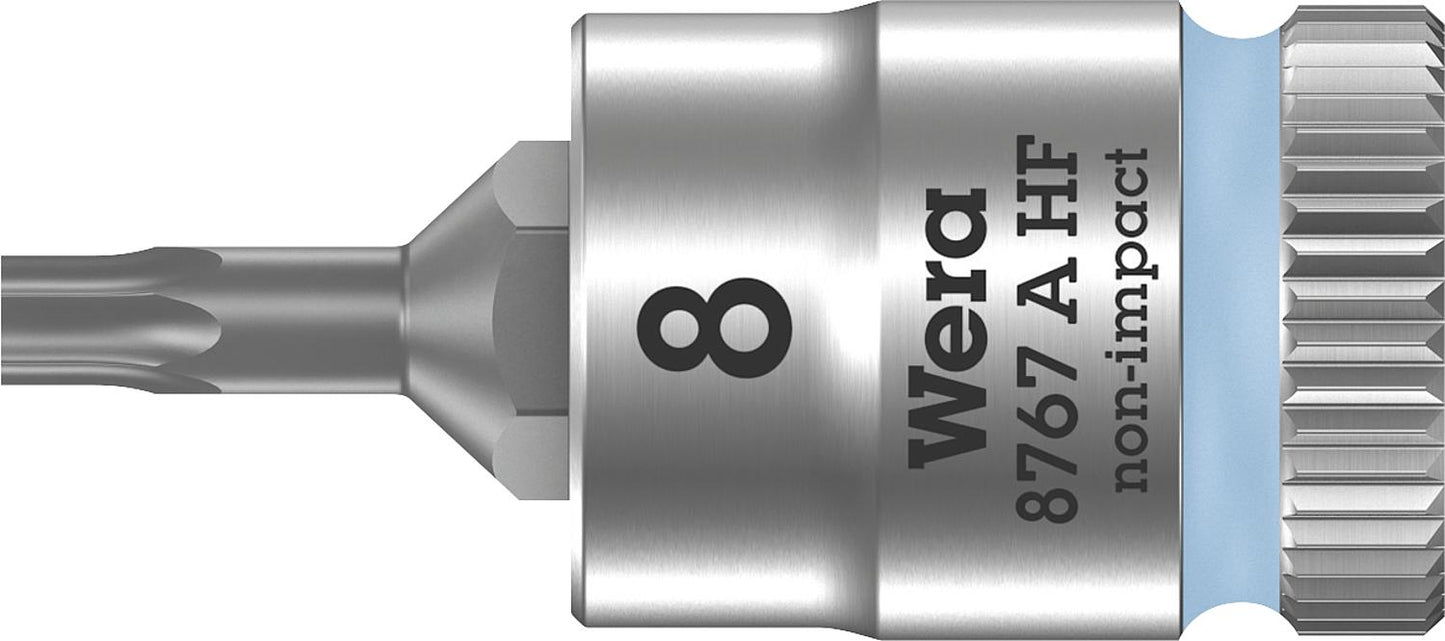 Wera 8767 A HF Torx® socket insert, bit socket with 1/4" drive, short, with holding function, T8 x 28 mm