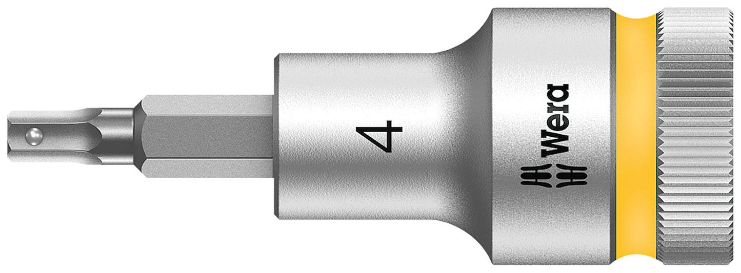 Wera 8740 C HF hex socket insert with 1/2" drive, metric, short, with holding function, 4.0 x 60 mm