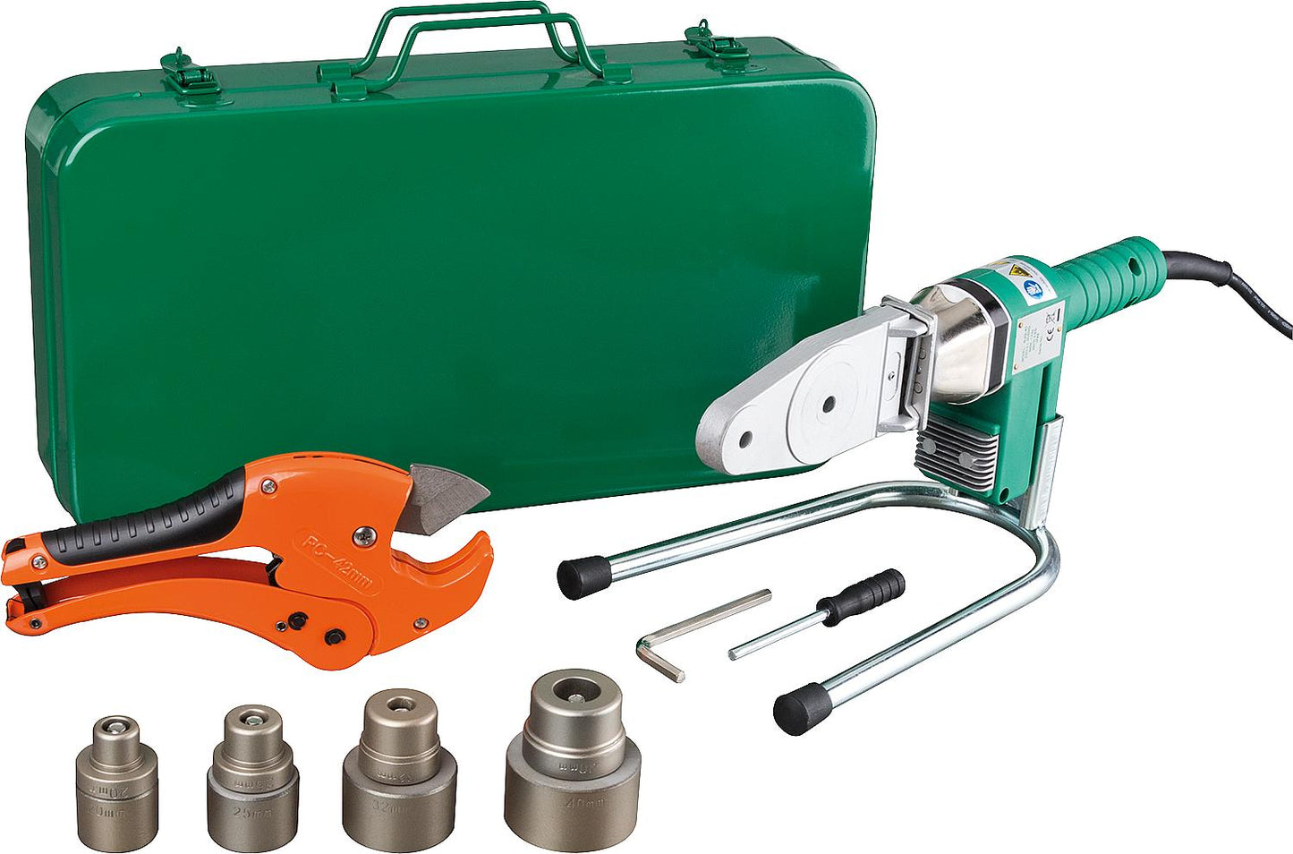 Welding machine in case including welding inserts Ø 20-40mm