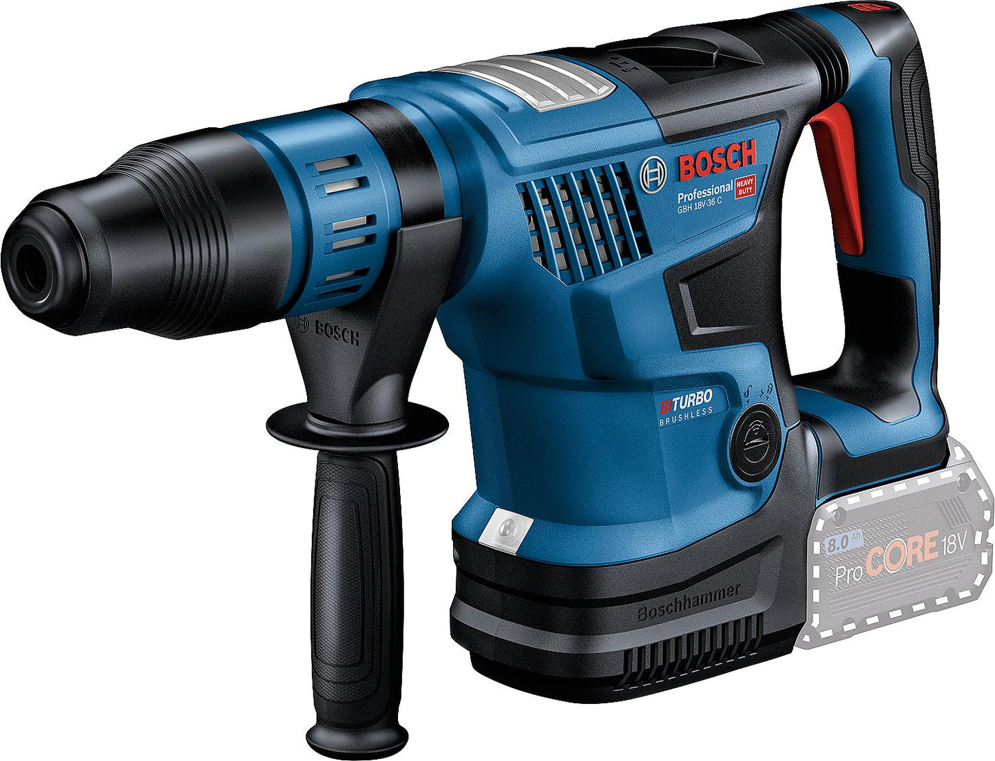 Bosch GBH 18V-36 C cordless rotary hammer with 2 x 8.0 Ah ProCORE batteries and charger