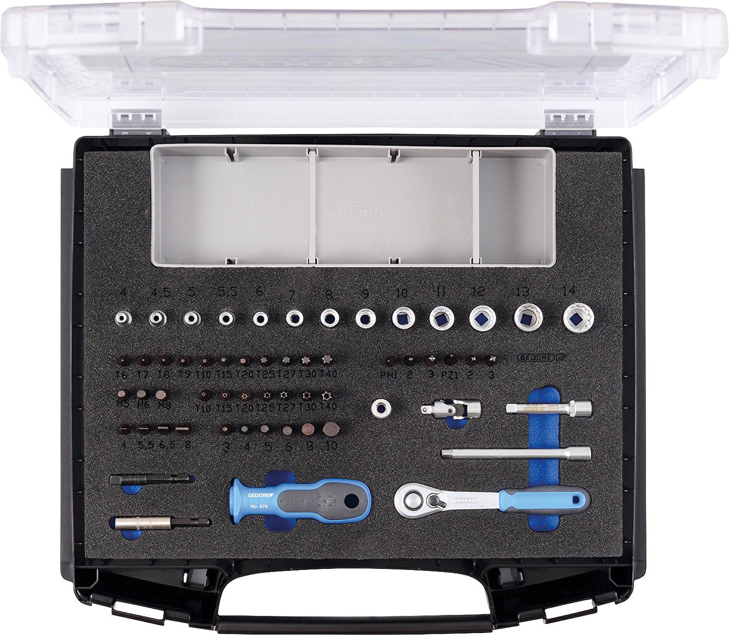 GEDORE 1101-D 20 socket wrench set, 58-piece 1/4"