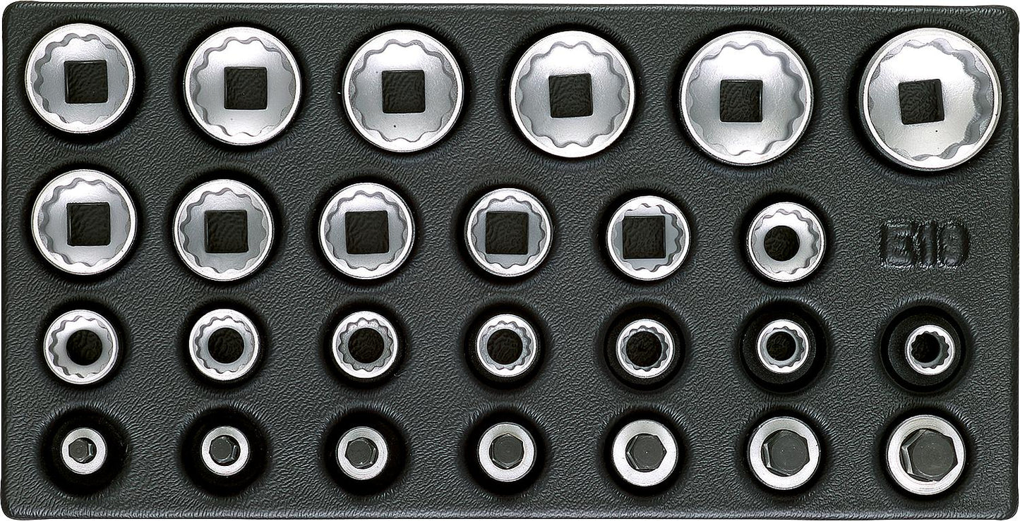 Jeu de clés à douille externes 12 pans GEDORE1500 ES-D 19, 26 pièces 1/2"