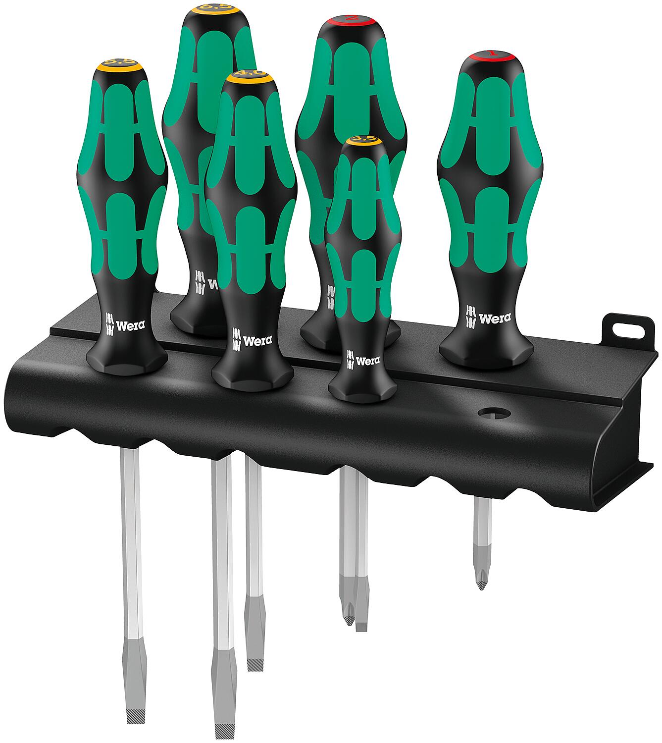 Jeu de tournevis Wera 334 SK/6 Rack, Kraftform Plus, 6 pièces