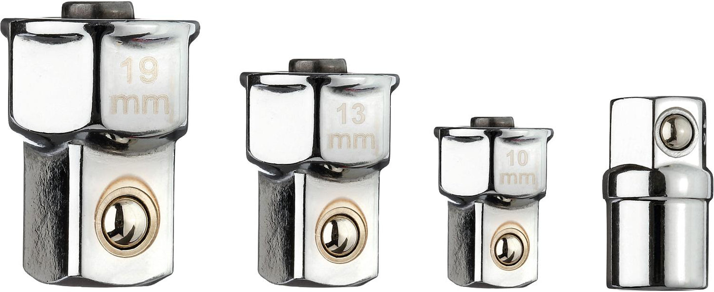 Jeu de 4 adaptateurs carrés/hexagonaux GEDORE rouges (10, 13, 19 mm) avec porte-embouts