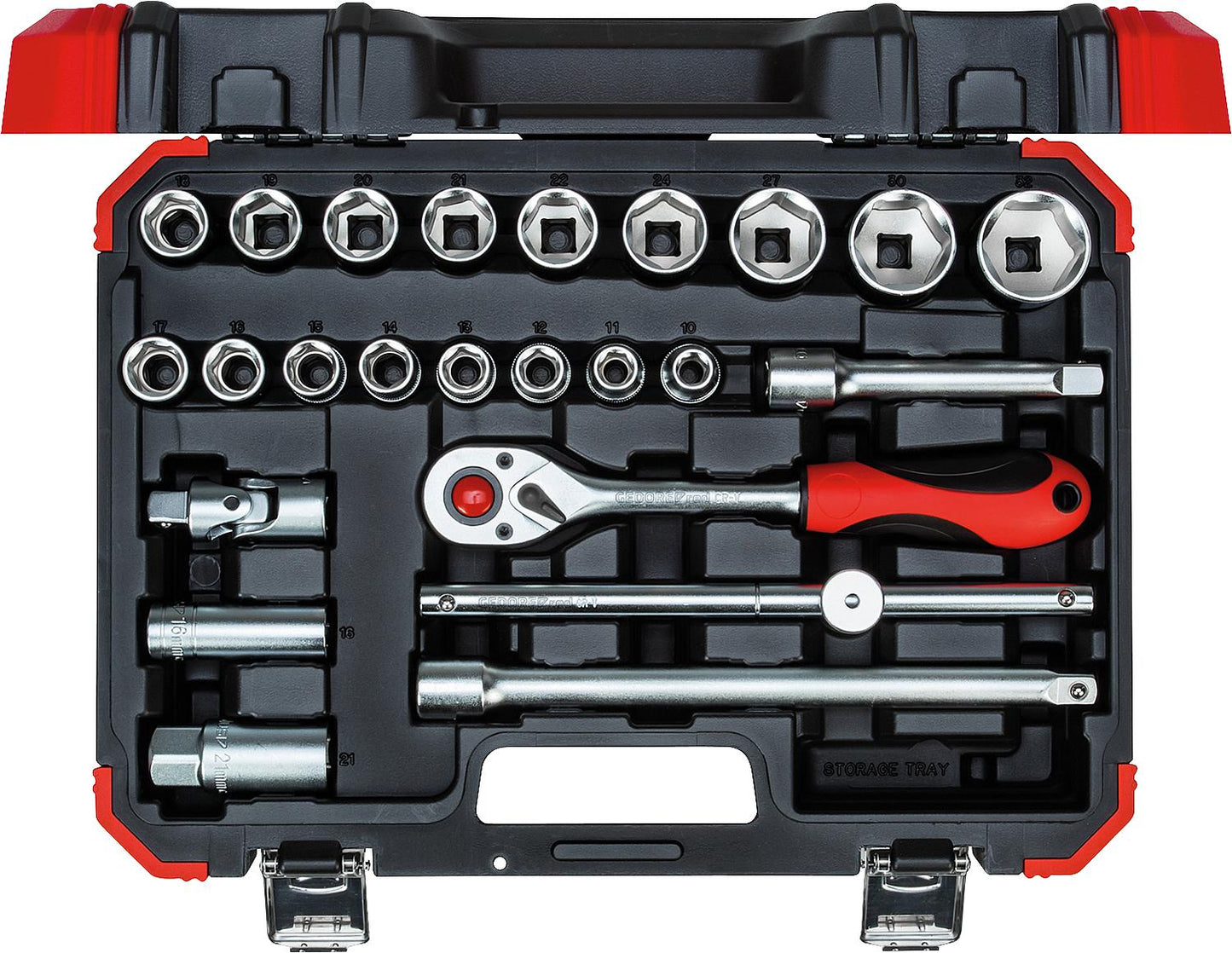 Jeu de clés à douille GEDORE rouges R69003024, 24 pièces 1/2"