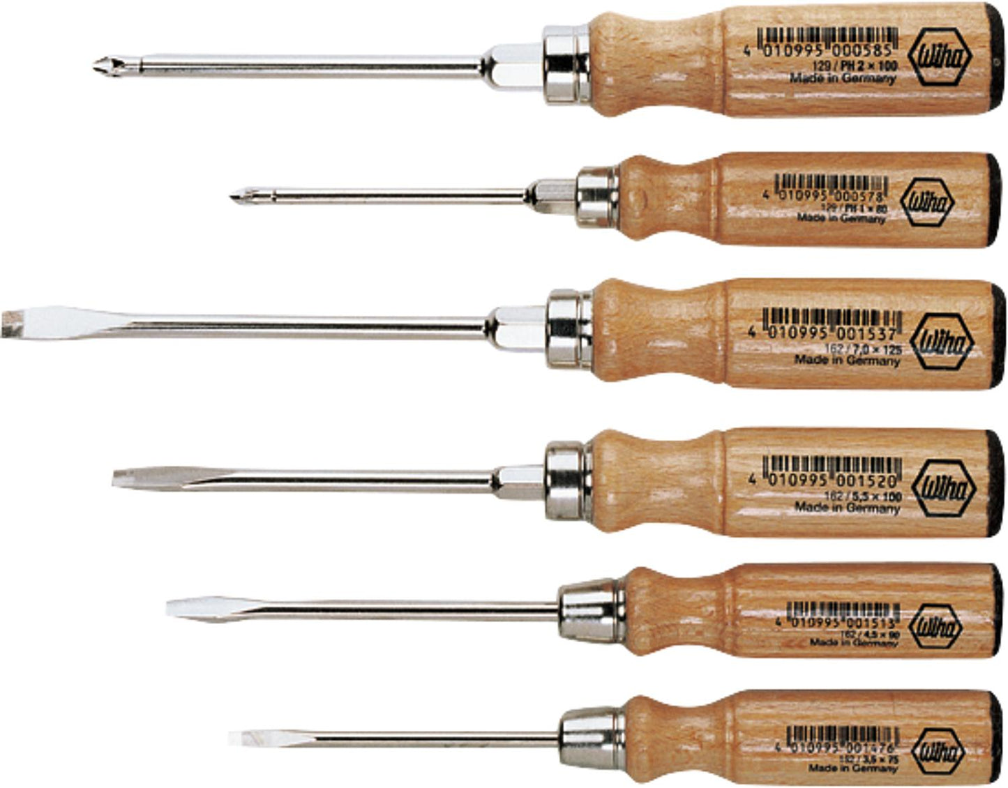 Coffret de tournevis d'atelier, contenu : 6 pièces (manche en bois dur)
