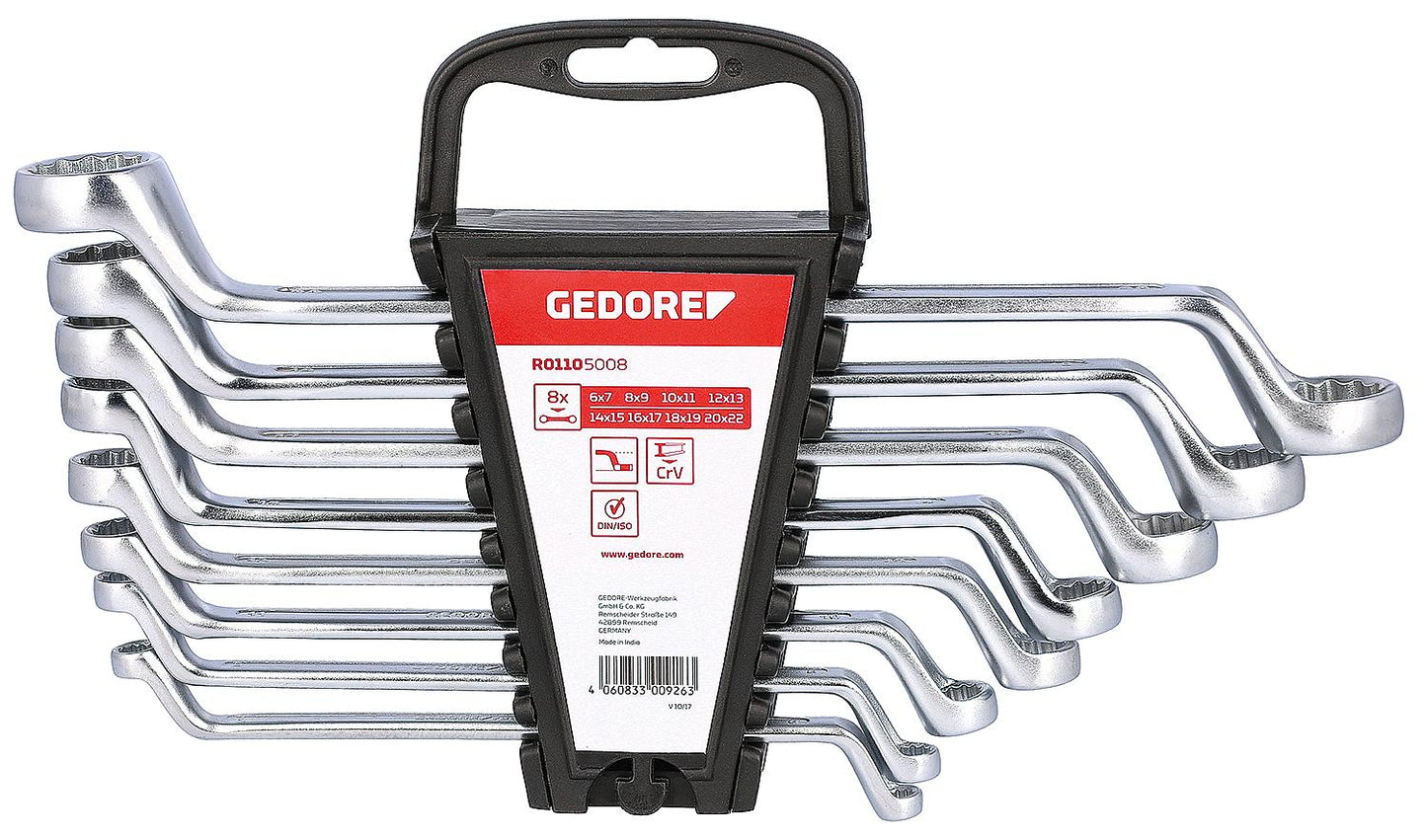 GEDORE red Doppelringschlüssel 12-teilig / gekröpft 6x7 - 30x32