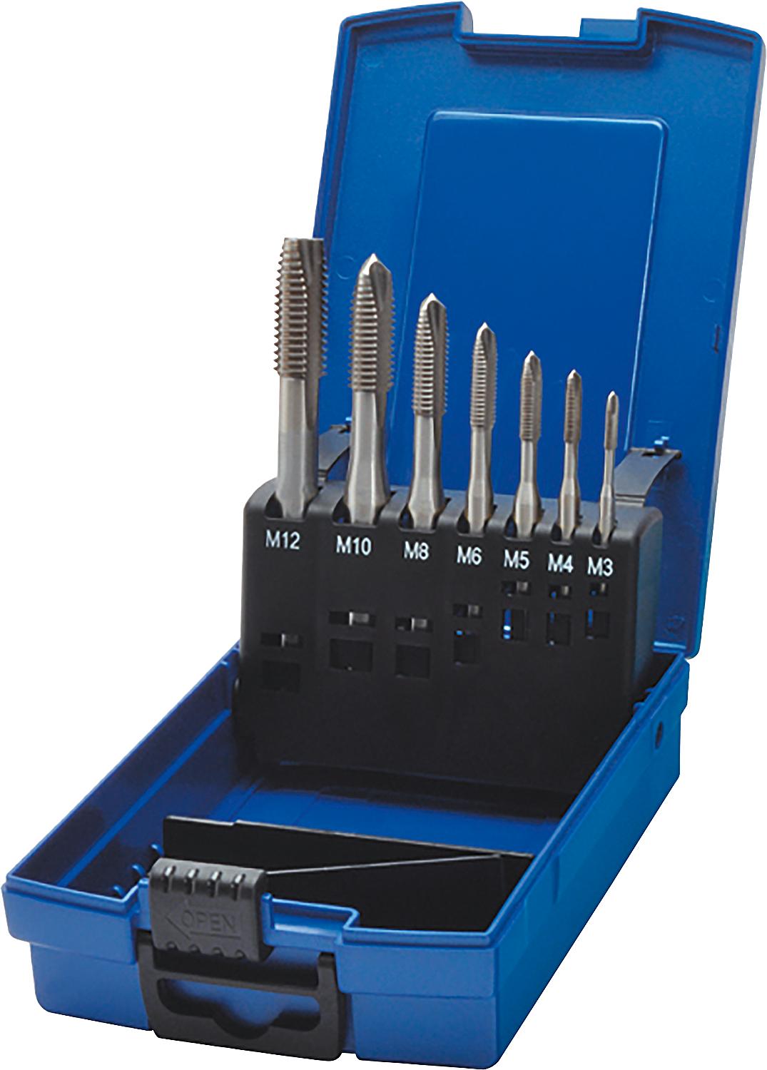 HSSG machine tap set with taps M3 - M12 in plastic box