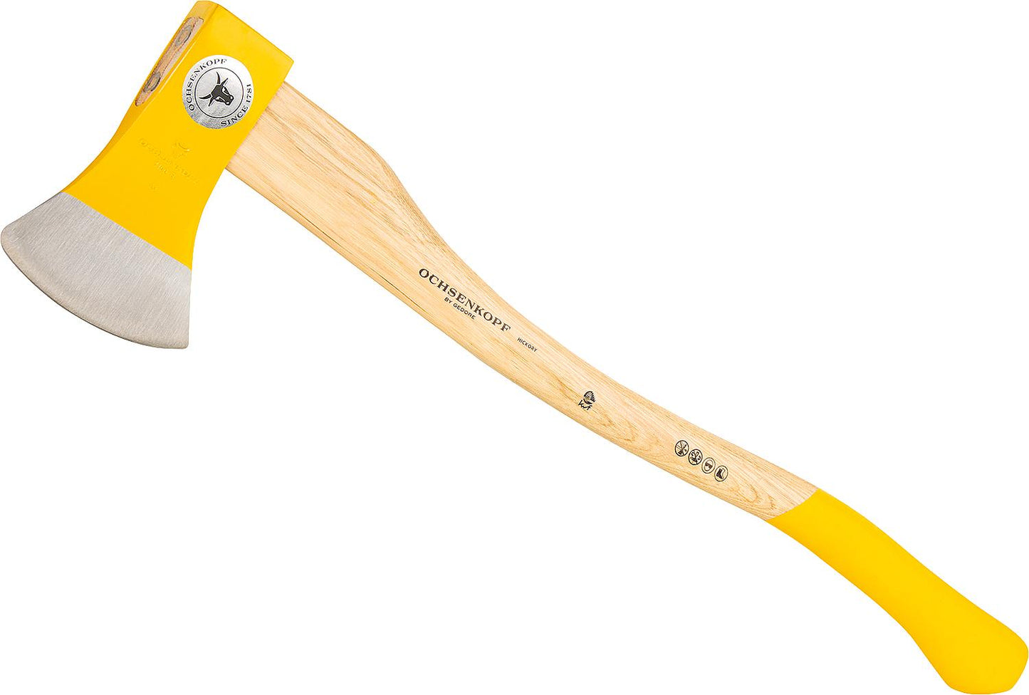 Oxhead axe with hickory handle, total length 700mm, weight 1.2kg, cutting edge length 145mm